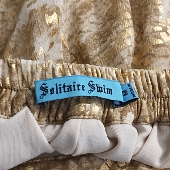 Solitaire Swim Cream & Gold Sheer Animal Print Pool Party Cruise Pants - Picture 7 of 13